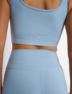 Kaiia Sculpt Square Neck Crop Top Light Blue