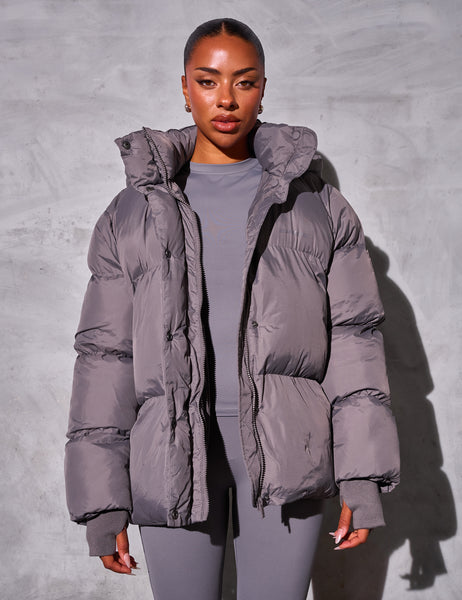 Kaiia Studio Oversized Puffer Coat Grey | Public Desire