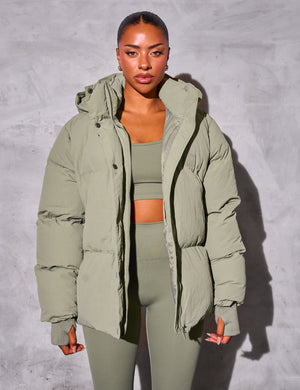 Khaki bubble coat on sale