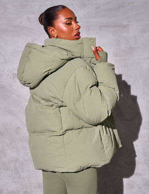 Khaki puffer on sale