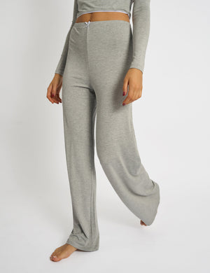 Kaiia Lace Wrap Top & Trouser Pj Set Grey Melange