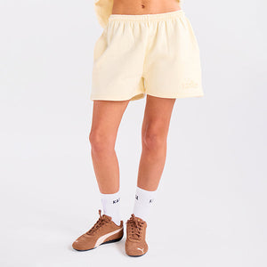 Kaiia Embossed Logo Sweat Shorts Lemon