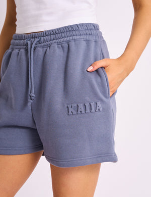 Kaiia Embossed Logo Sweat Shorts Blue