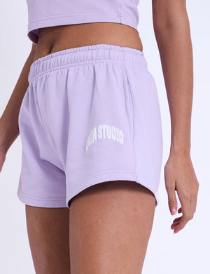 Kaiia Studio Bubble Logo Mini Sweat Shorts Violet