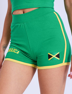 Jamaica Contrast Trim Mini Shorts Green