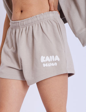 Kaiia Design Bubble Logo Sweat Shorts Stone