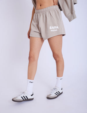 Kaiia Design Bubble Logo Sweat Shorts Stone