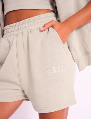 Kaiia Logo Sweat Shorts Stone