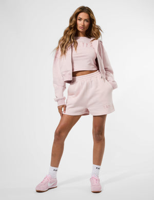 Kaiia Logo Sweat Shorts Pink Chai