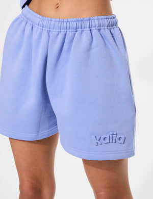 Kaiia Embossed Logo Sweat Shorts Cornflower Blue