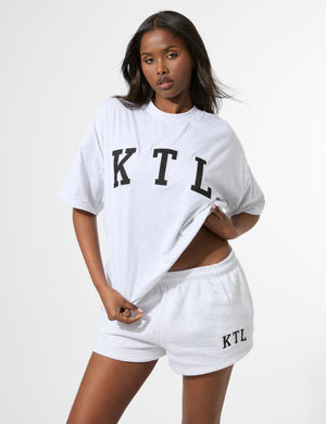 Kaiia KTL Logo Mini Sweat Shorts Light Grey Marl