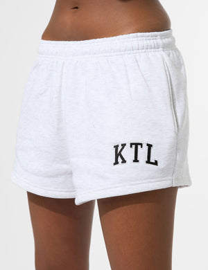 Kaiia KTL Logo Mini Sweat Shorts Light Grey Marl