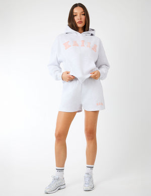 Kaiia Logo Sweat Shorts Light Grey Marl & Dusty Pink