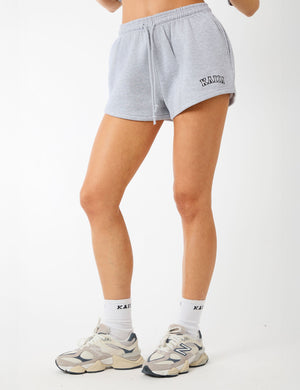 Kaiia Logo Sweat Shorts Grey Marl & White