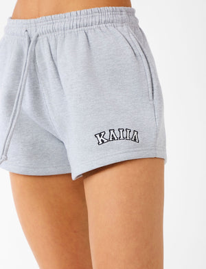 Kaiia Logo Sweat Shorts Grey Marl & White