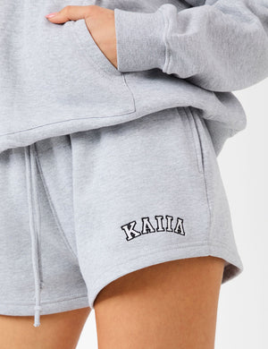Kaiia Logo Sweat Shorts Grey Marl & White