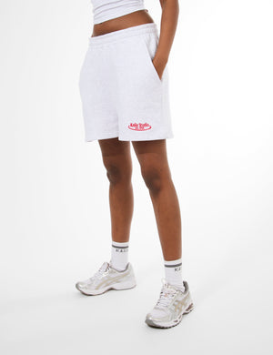 Kaiia Running Club Logo Sweat Shorts Light Grey Marl