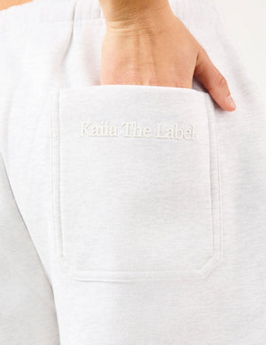 Kaiia The Label Seam Detail Side Pocket Shorts Light Grey Marl