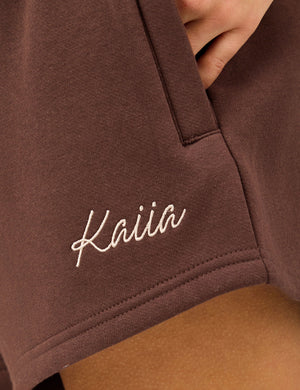 Kaiia Script Logo Mini Sweat Shorts Peppercorn