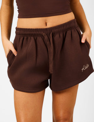 Kaiia Script Logo Mini Sweat Shorts Peppercorn