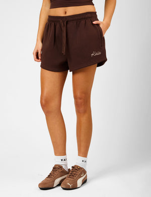 Kaiia Script Logo Mini Sweat Shorts Peppercorn