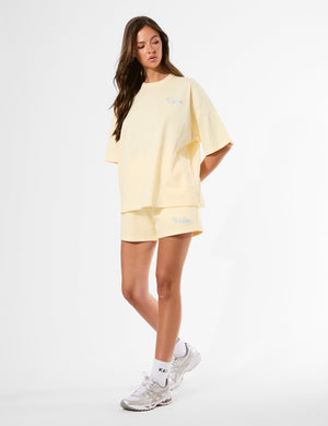 Kaiia Logo Mini Sweat Shorts Lemon