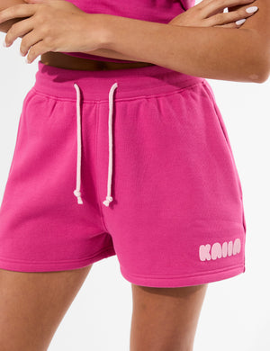 Kaiia Bubble Graphic Sweat Shorts Bright Pink & Baby Pink