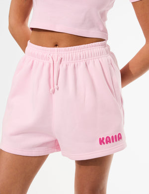 Kaiia Bubble Graphic Sweat Shorts Baby Pink & Hot Pink