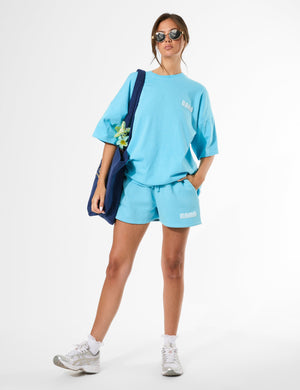 Kaiia Bubble Graphic Sweat Shorts Pool Blue