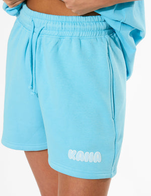 Kaiia Bubble Graphic Sweat Shorts Pool Blue