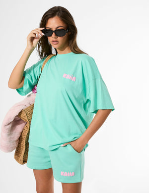 Kaiia Bubble Graphic Sweat Shorts Spearmint & Baby Pink