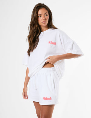 Kaiia Bubble Graphic Mini Sweat Shorts Vanilla & Coral