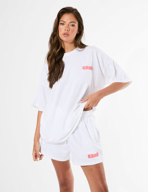 Kaiia Bubble Graphic Mini Sweat Shorts Vanilla & Coral