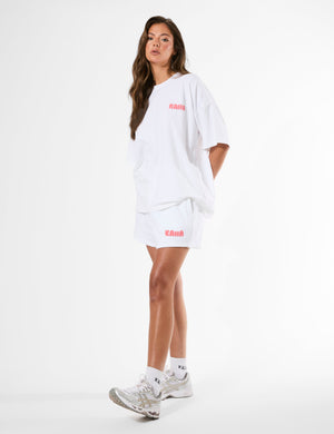 Kaiia Bubble Graphic Mini Sweat Shorts Vanilla & Coral
