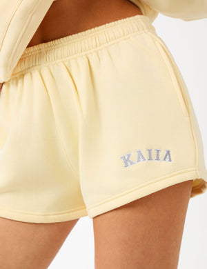 Kaiia Logo Mini Sweat Shorts Soft Yellow & Grey