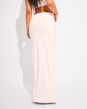 Slinky Twist Strap Maxi Skirt White