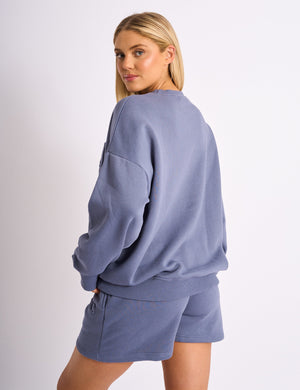 Kaiia Embossed Logo Oversized Sweatshirt Blue