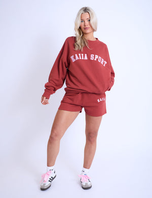 Kaiia Sport Oversized Sweatshirt Rust & Pink