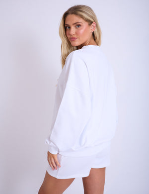 Kaiia Tennis Club Oversized Sweatshirt White & Blue