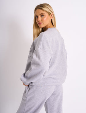 Kaiia Studio Embossed Logo Oversized Sweatshirt Grey Marl