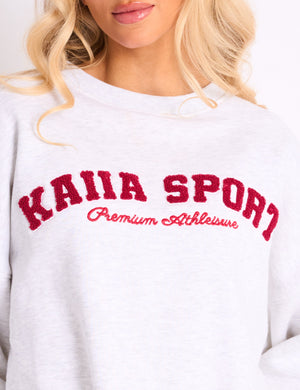 Kaiia Sport Oversized Sweatshirt Grey Marl & Red