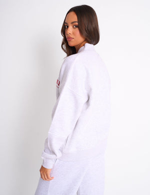 Kaiia Sport Oversized Bomber Light Grey Marl & Red