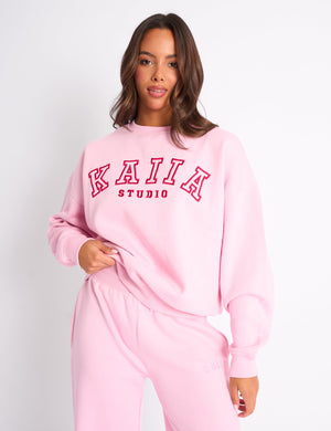 Kaiia Sport Oversized Sweatshirt Pink & Red