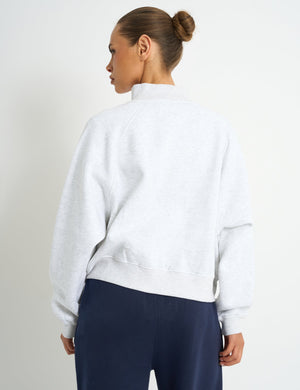 Kaiia Logo Zip Through Sweatshirt Light Grey Marl