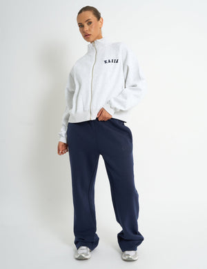 Kaiia Logo Zip Through Sweatshirt Light Grey Marl