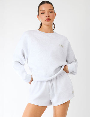 Kaiia Label Logo Oversized Sweatshirt Light Grey Marl