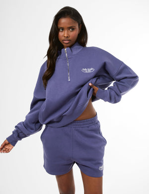 Kaiia Running Club Logo Quarter Zip Sweatshirt Light Navy