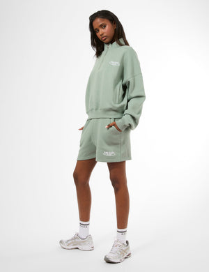 Kaiia Running Club Logo Quarter Zip Sweatshirt Green Tea
