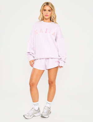 Kaiia Slogan Oversized Sweatshirt Pale Lavender