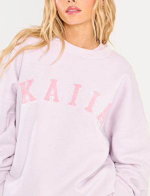 Kaiia Slogan Oversized Sweatshirt Pale Lavender